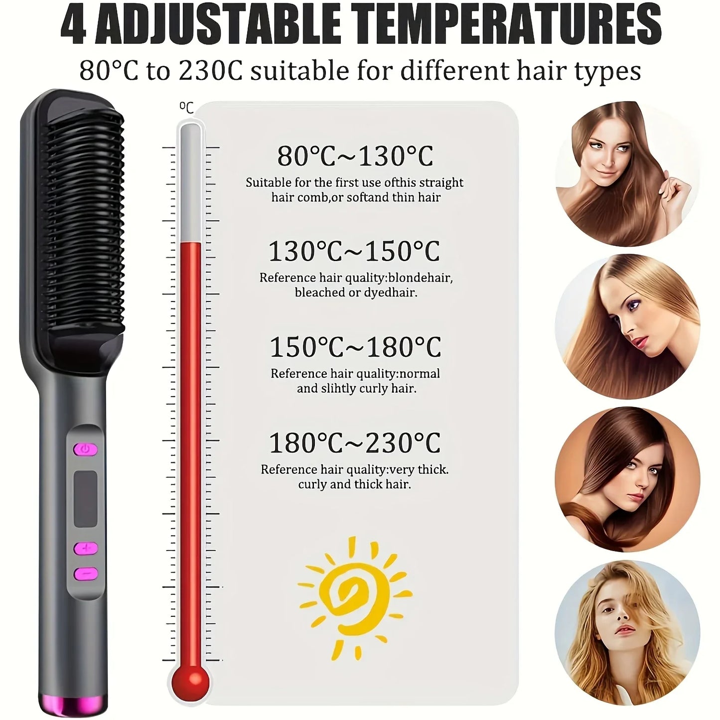 Negative Ion Heating Straight Hair Comb