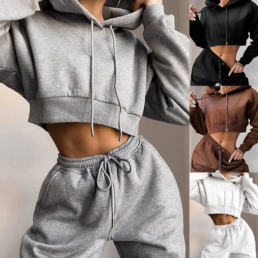 Long-Sleeve Loose Hooded Sports Suit