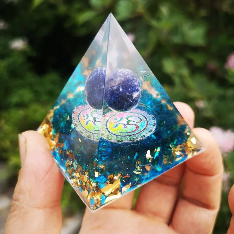 Natural Tiger Eye Orgonite Healing Crystal Pyramid