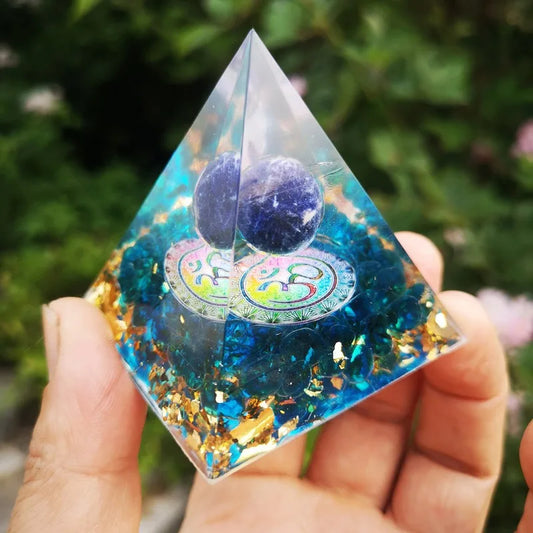 Natural Tiger Eye Orgonite Healing Crystal Pyramid