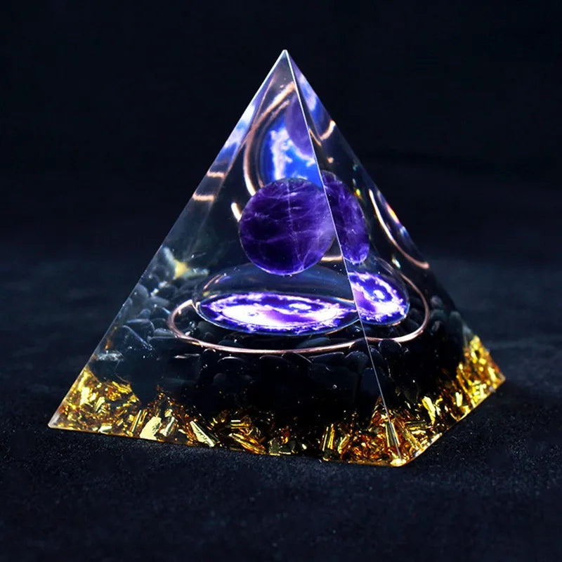 Natural Tiger Eye Orgonite Healing Crystal Pyramid