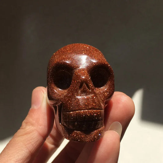 2" Natural Gold Sandstone Crystal Skull