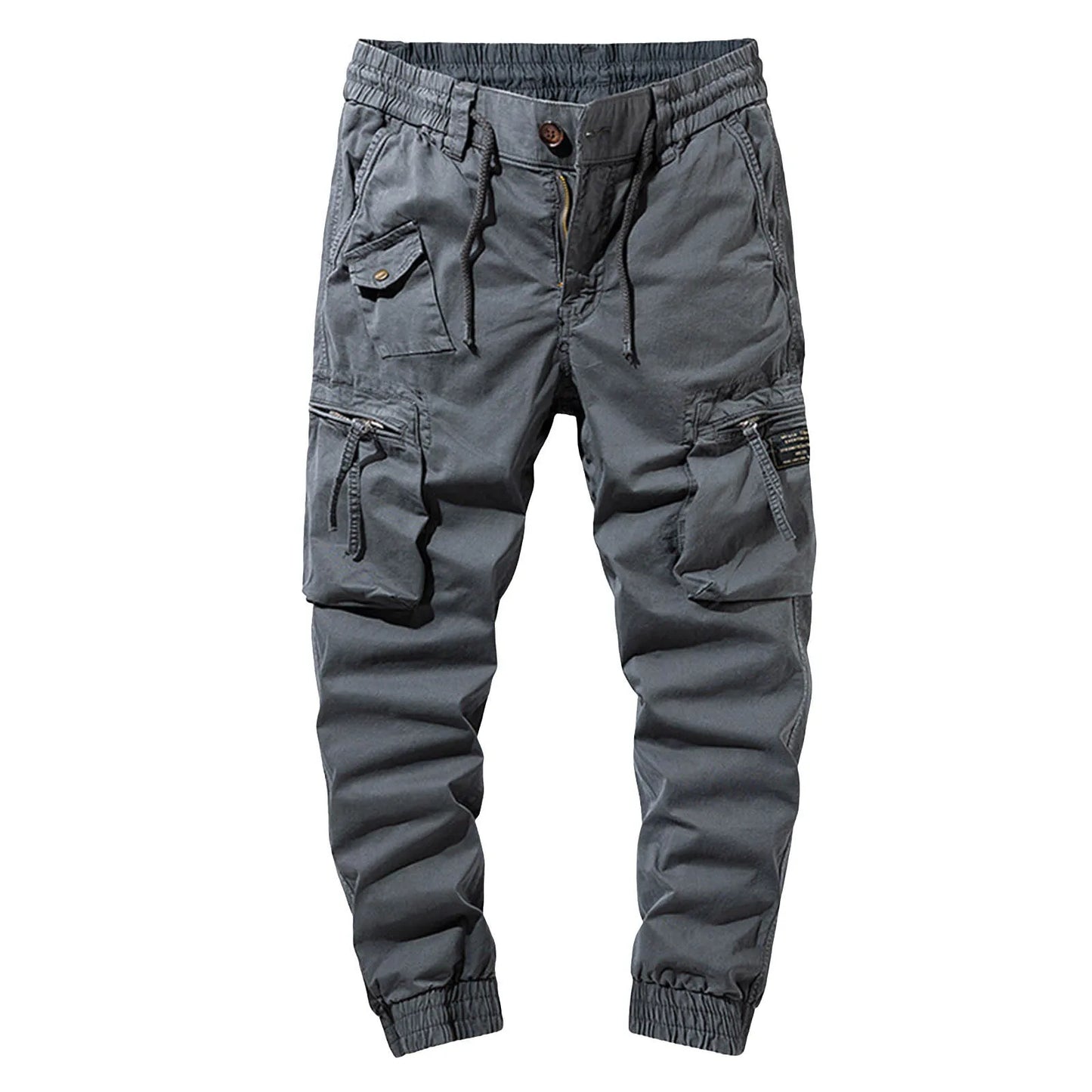Multi-Pocket Elastic-Waist Casual Pants
