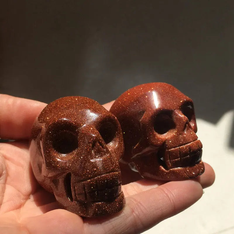 2" Natural Gold Sandstone Crystal Skull