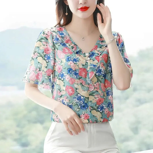 Flower Chiffon Shirt