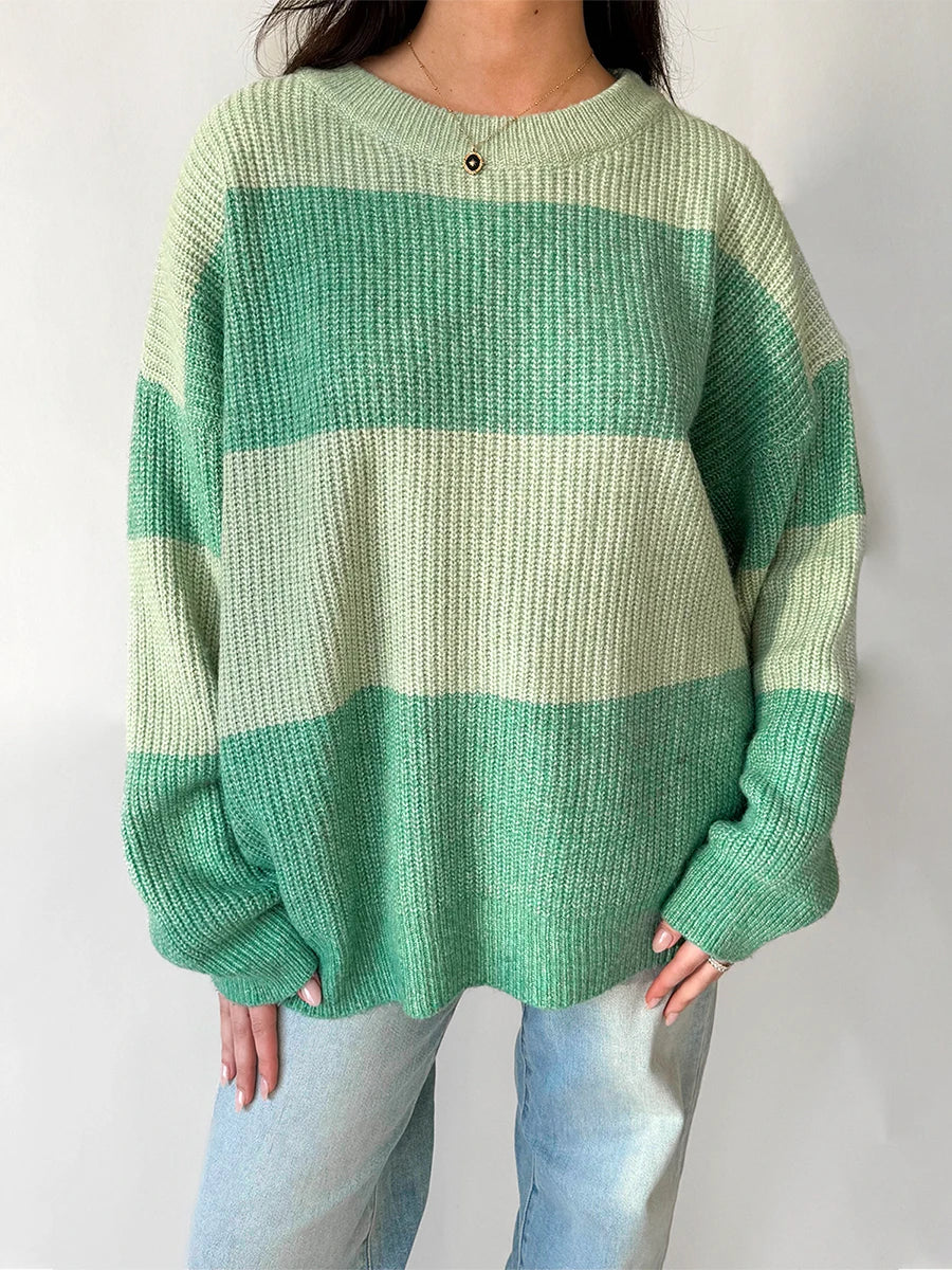 Oversized Ribbed Crew Neck Sweater