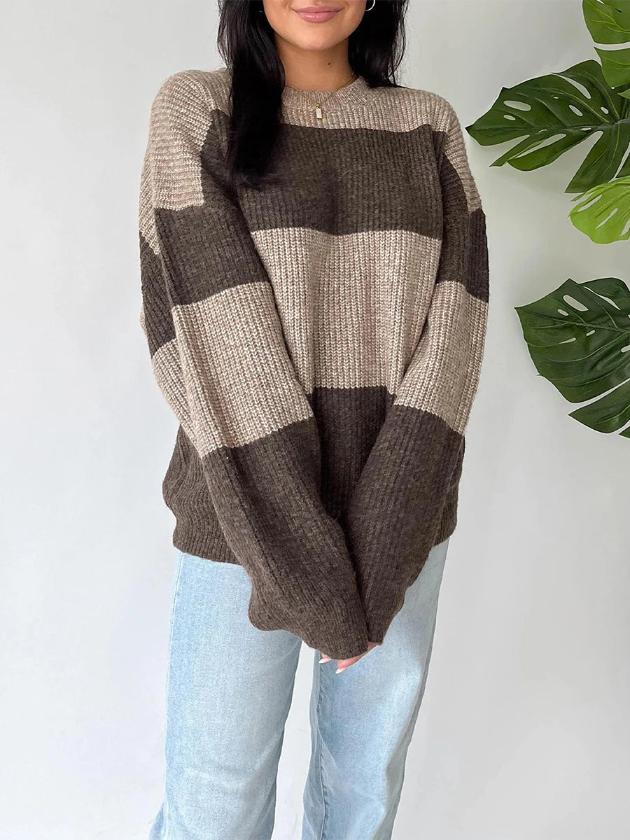 Oversized Ribbed Crew Neck Sweater