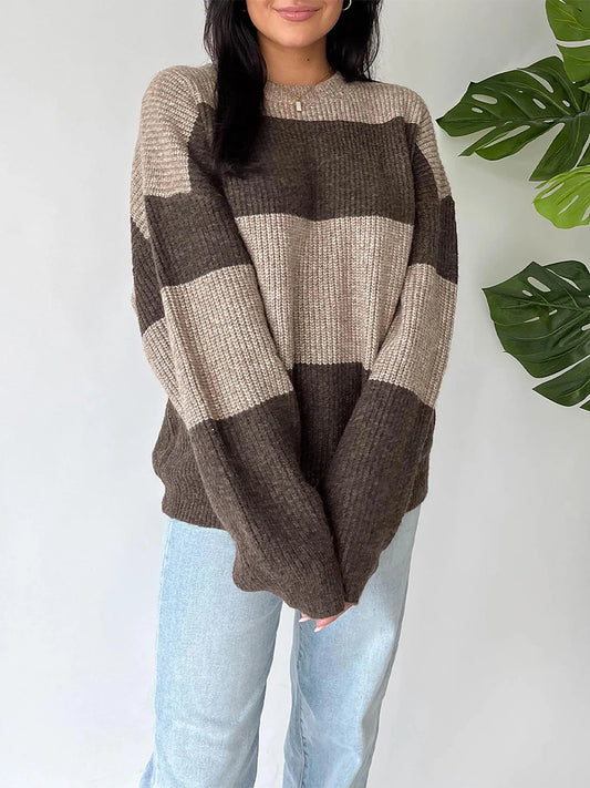 Oversized Ribbed Crew Neck Sweater