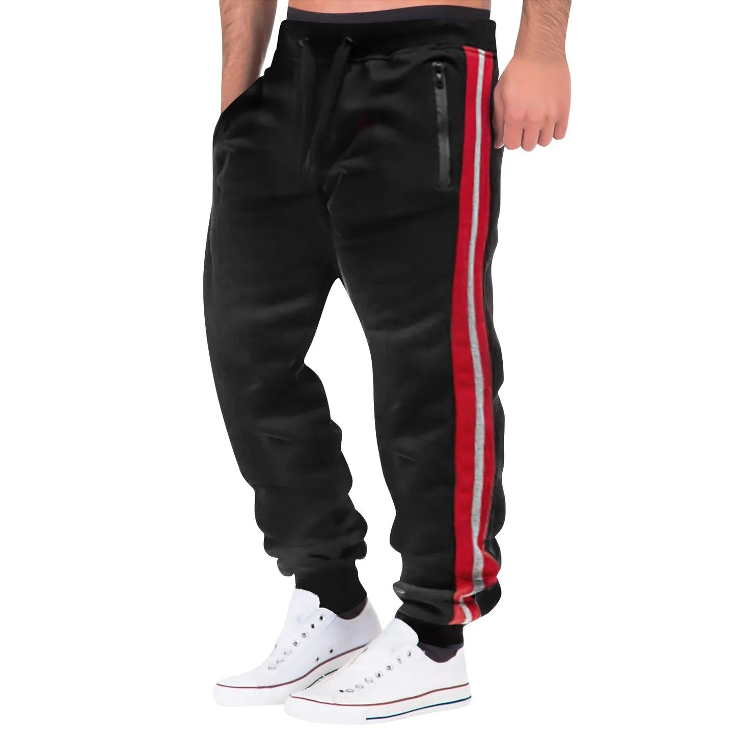 Leg-Striped Drawstring Sweatpants