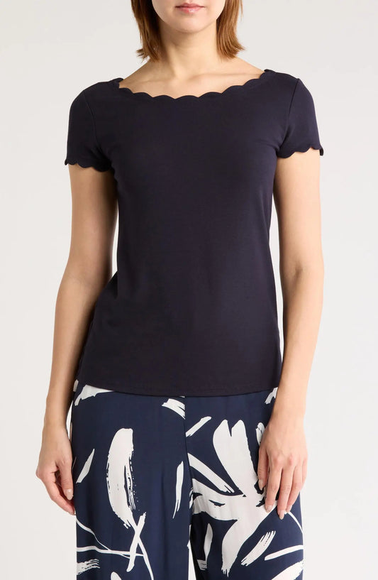 Scalloped Knit T-Shirt