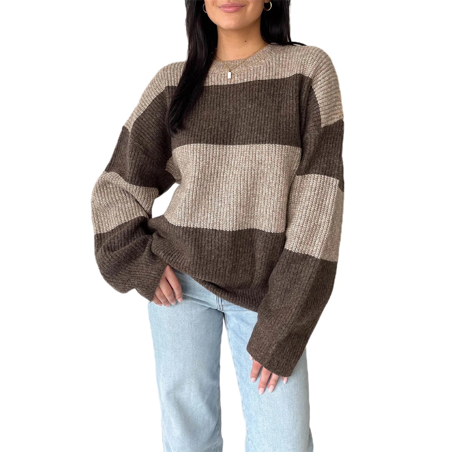 Oversized Ribbed Crew Neck Sweater
