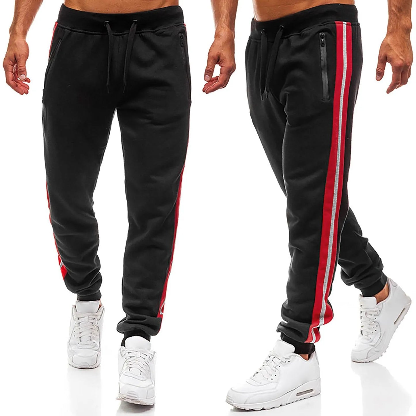 Leg-Striped Drawstring Sweatpants