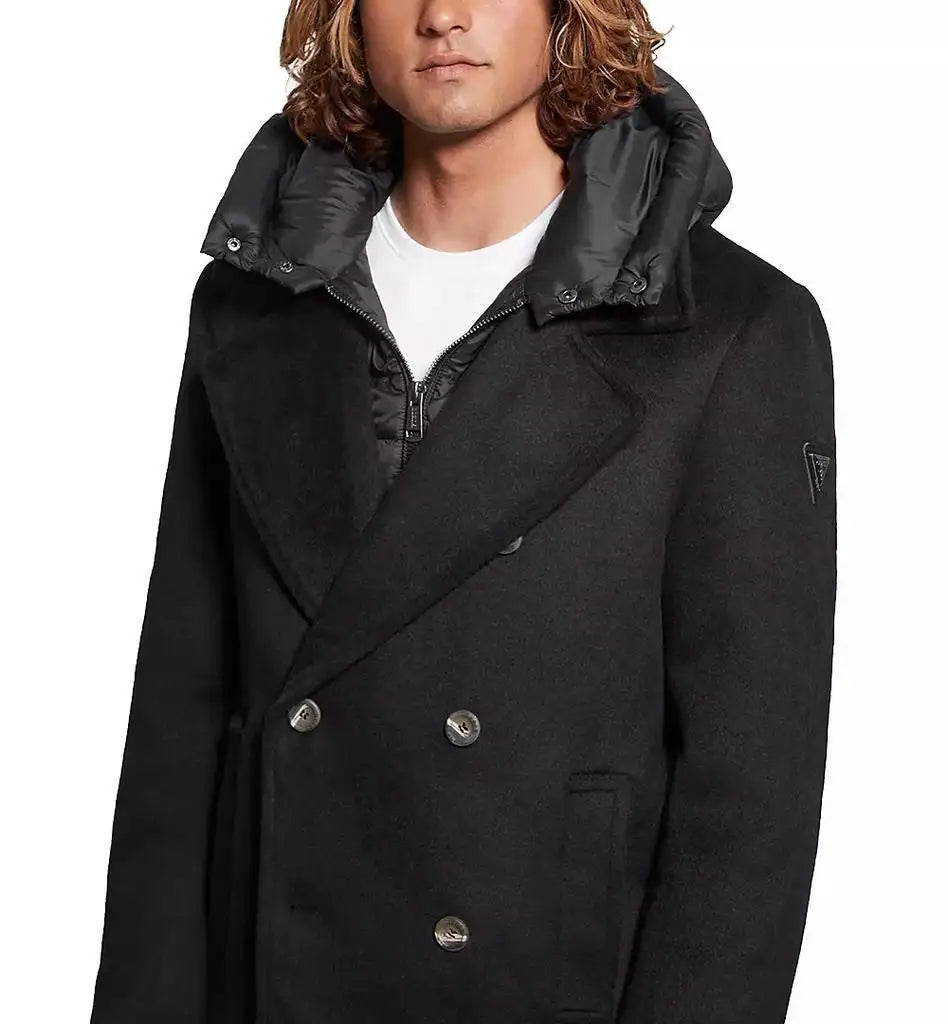 GUESS Nylon Hooded Casual Puffer Coat