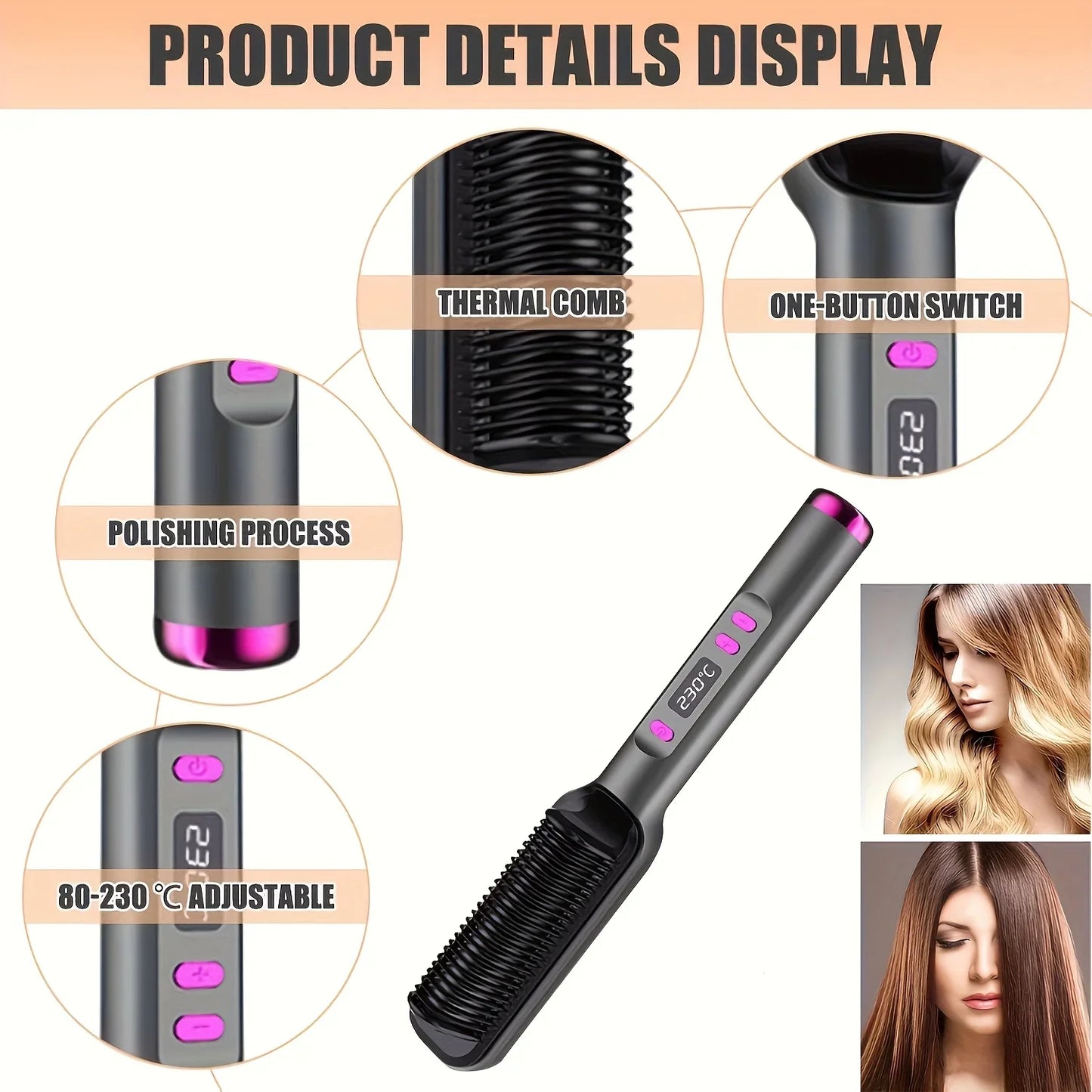 Negative Ion Heating Straight Hair Comb