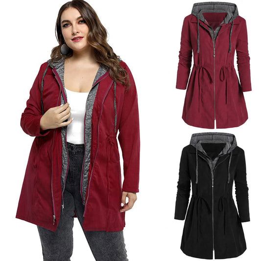 Drawstring Zipper Hooded Winter Jacket