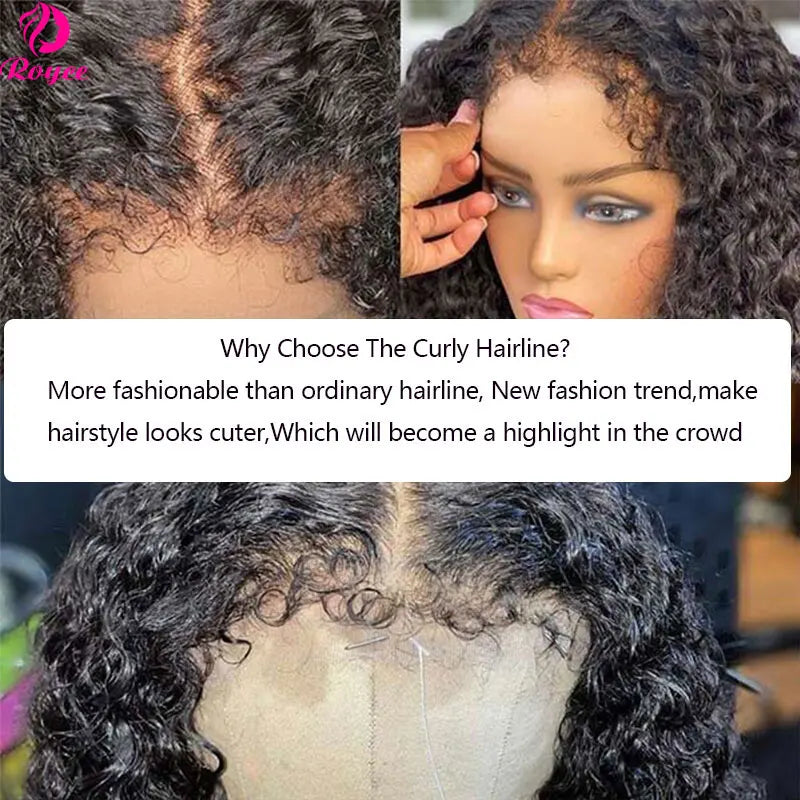 Curly Edged Short Bob Human Hair Wigs