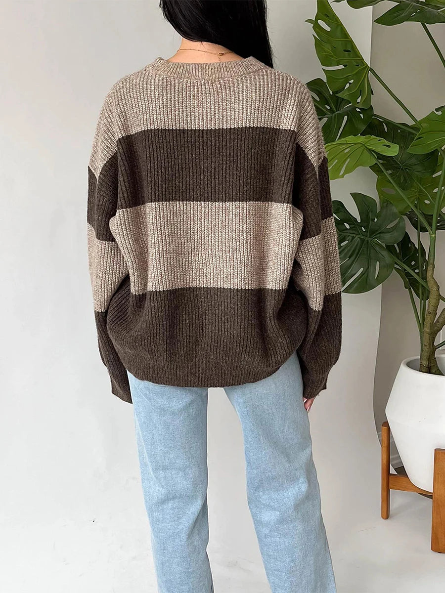 Oversized Ribbed Crew Neck Sweater