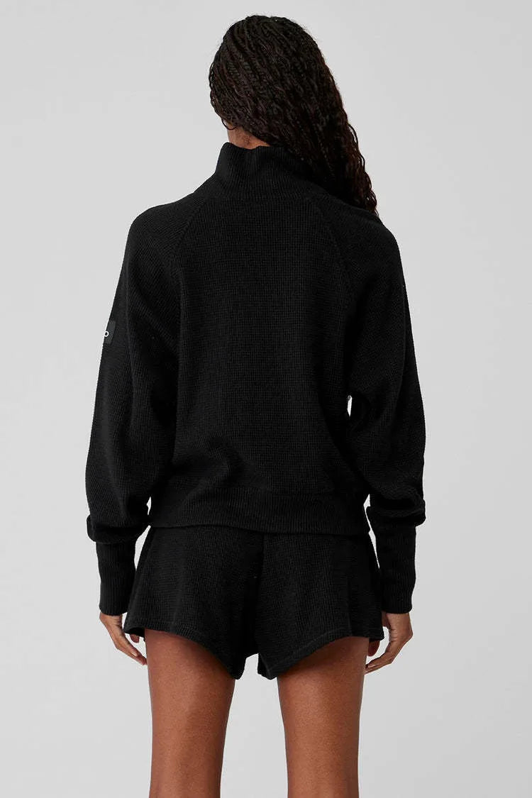 Waffle Collar Pullover Hoodie Pants/Shorts Suit