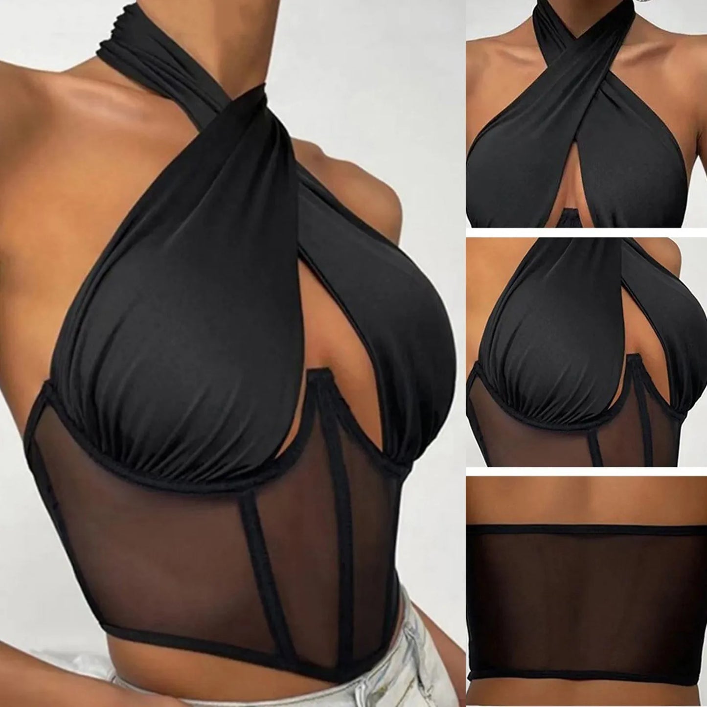 Cross Halter Sleeveless Blouse