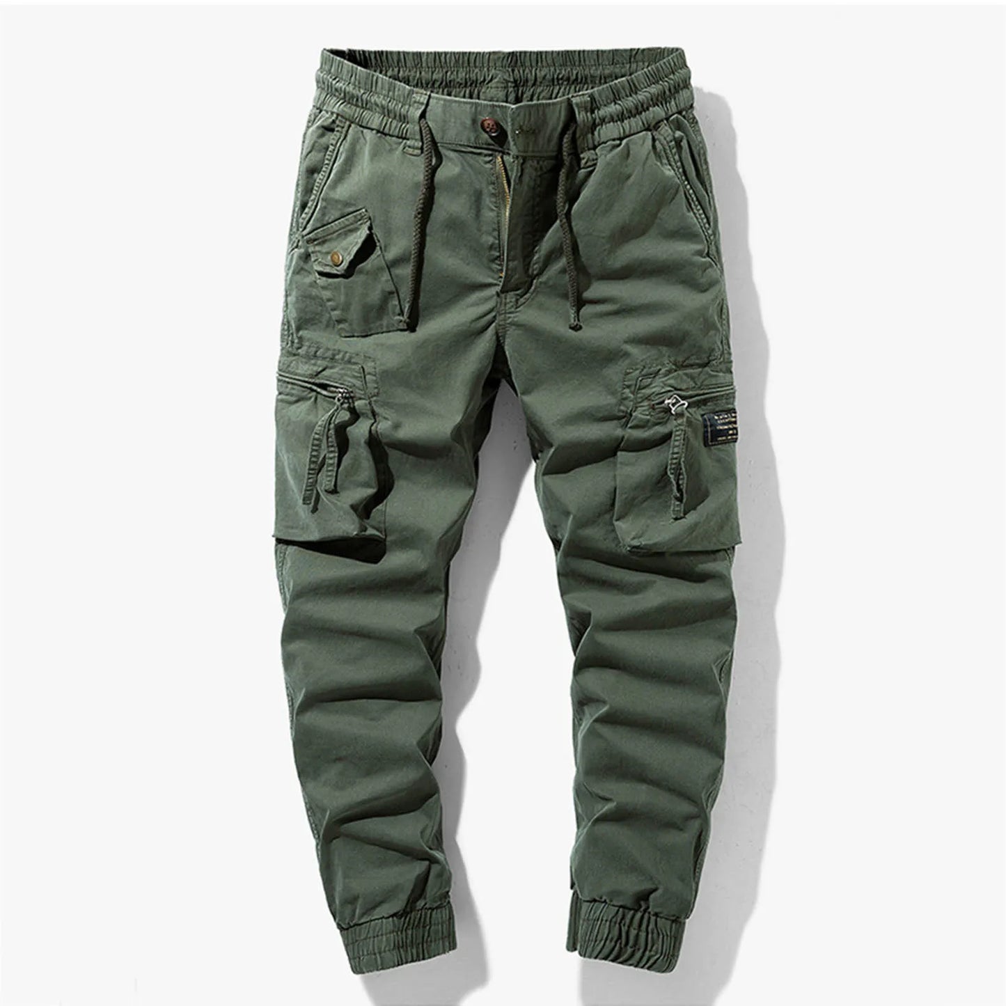 Multi-Pocket Elastic-Waist Casual Pants