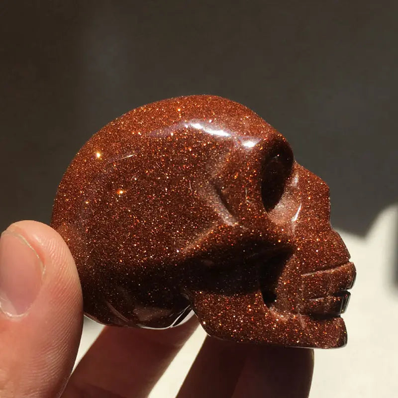 2" Natural Gold Sandstone Crystal Skull