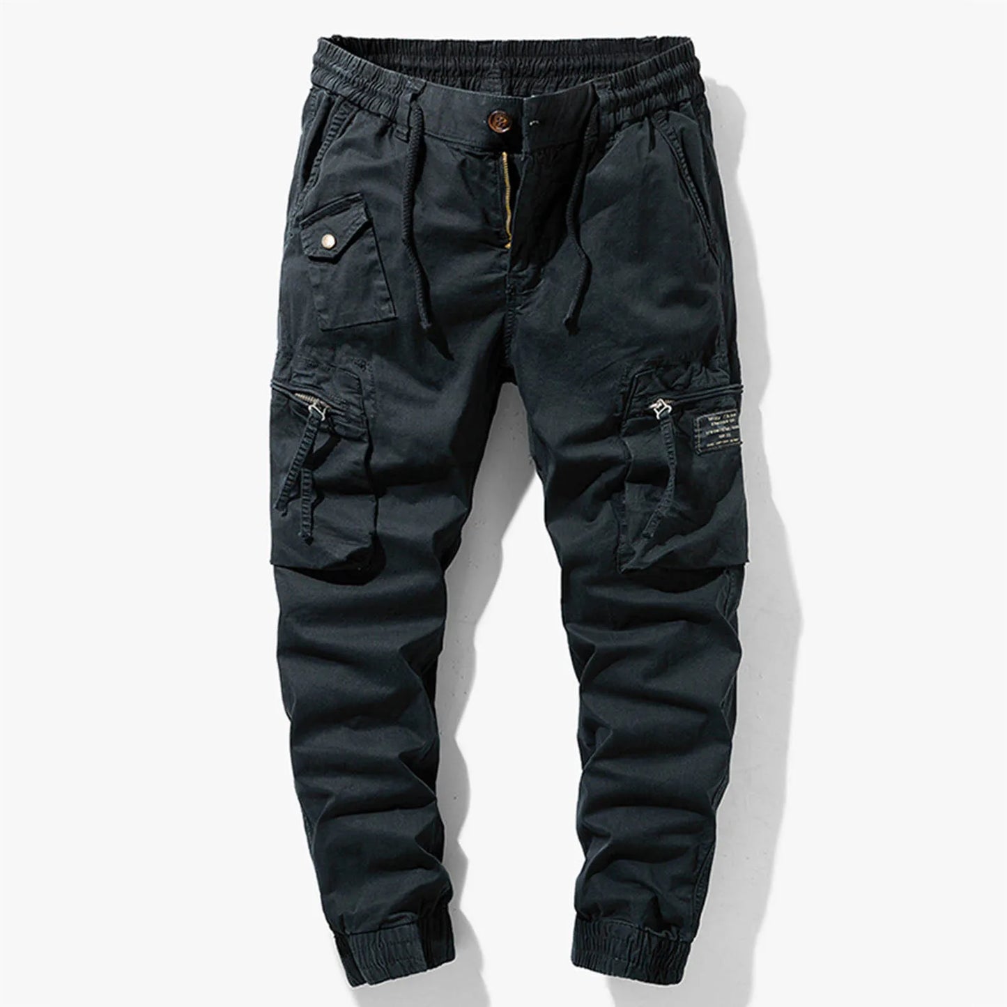 Multi-Pocket Elastic-Waist Casual Pants