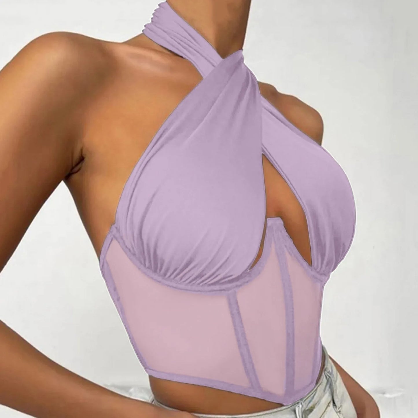 Cross Halter Sleeveless Blouse