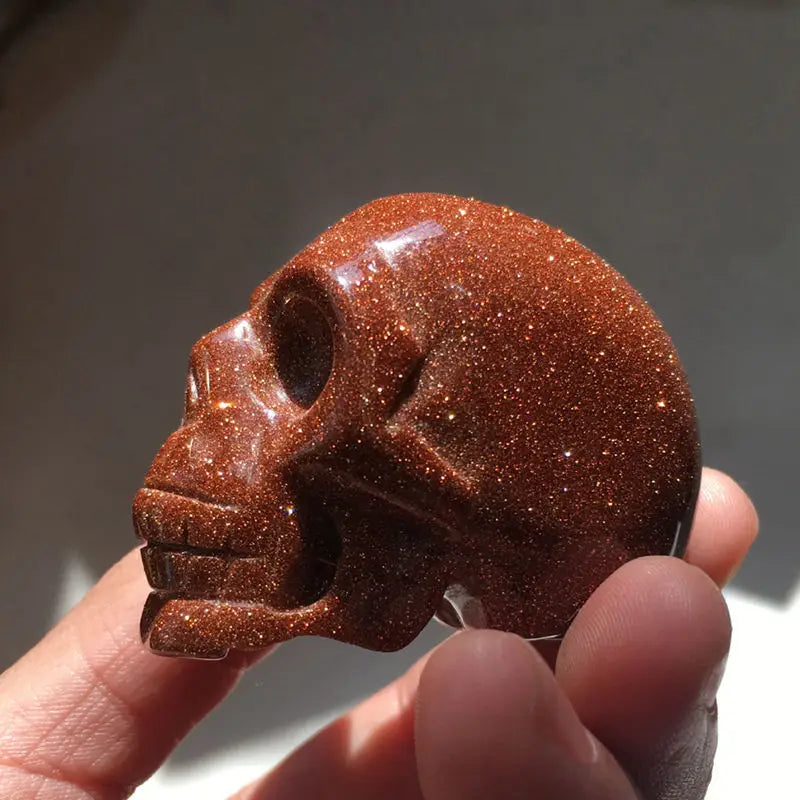 2" Natural Gold Sandstone Crystal Skull