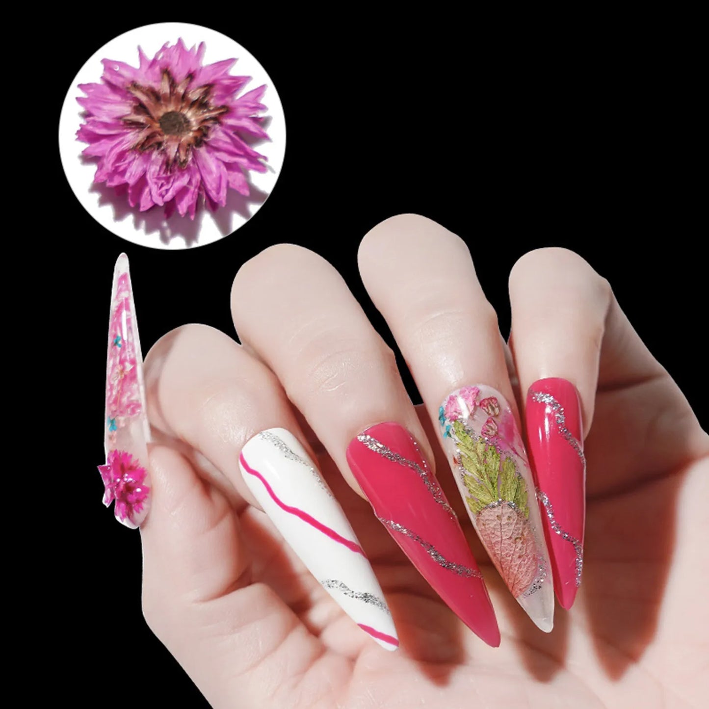 Dried Flowers Nail Art