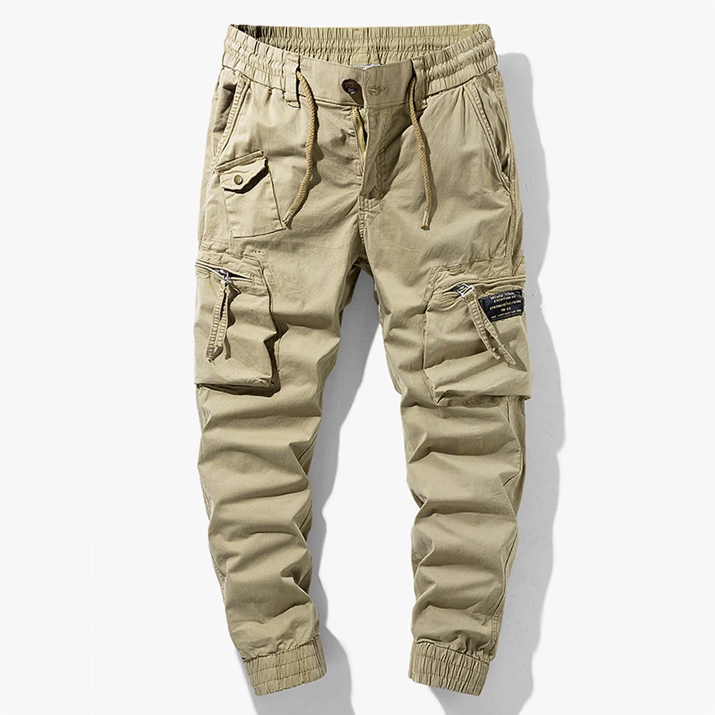 Multi-Pocket Elastic-Waist Casual Pants