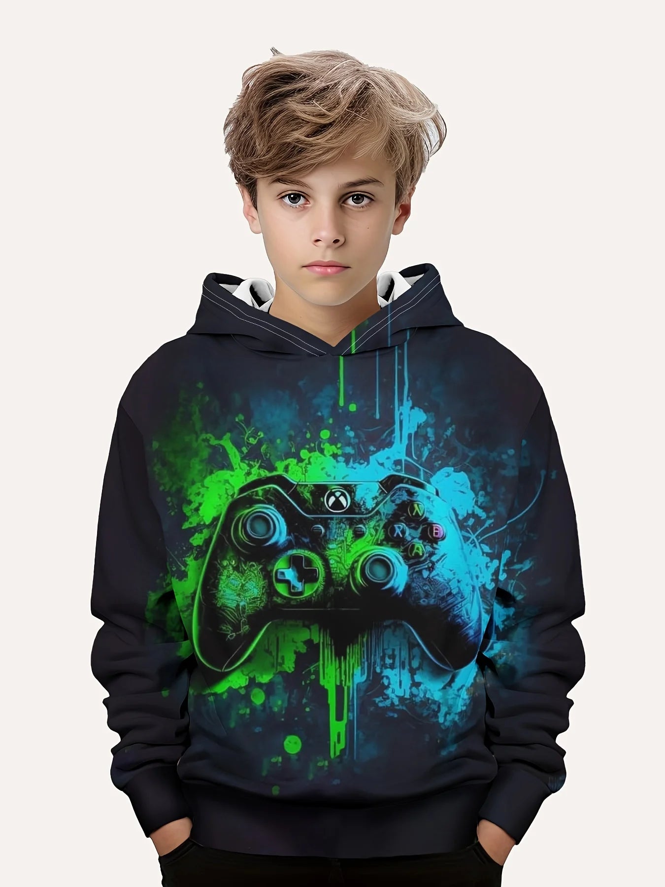 X-pad Print Hooded Pullover