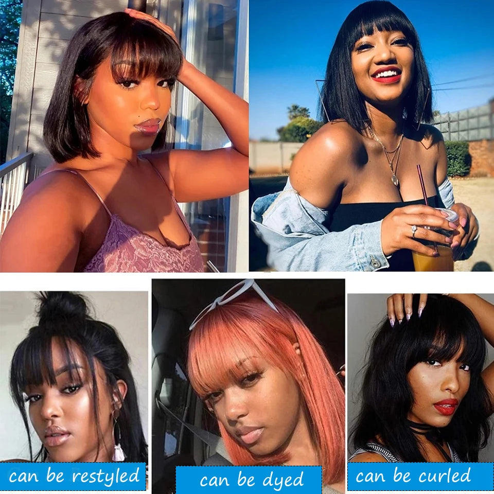 Brazilian Human Hair Wig with Bangs