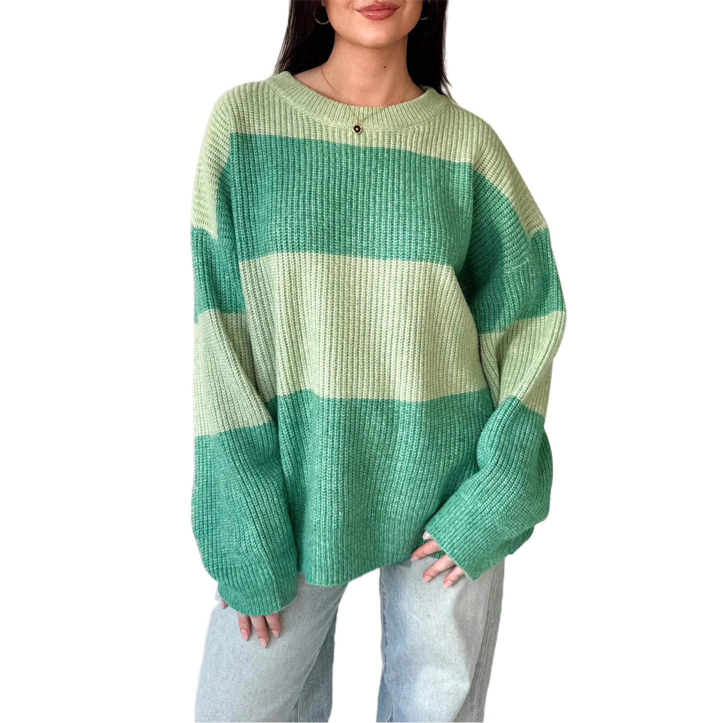 Oversized Ribbed Crew Neck Sweater