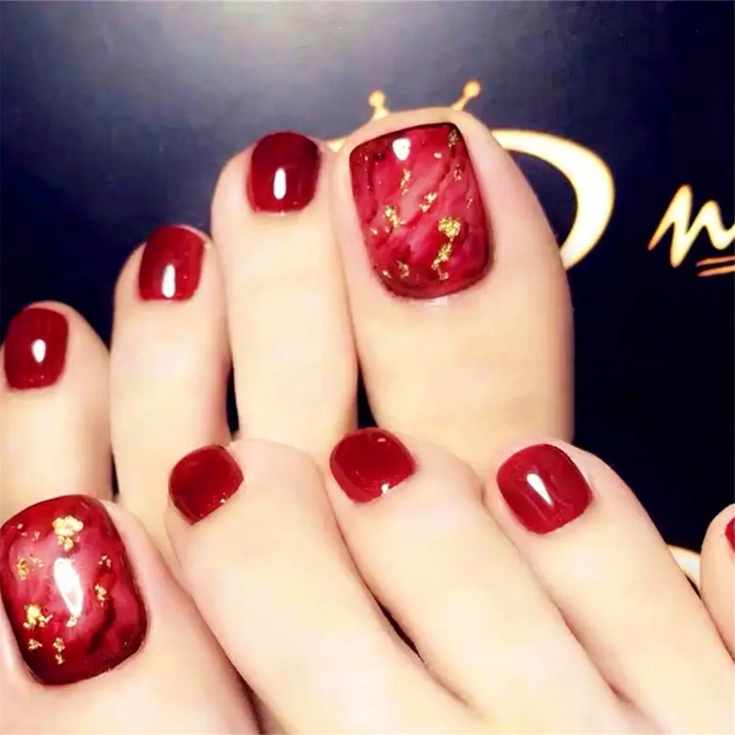 Red Gloss Toe Nail Extensions