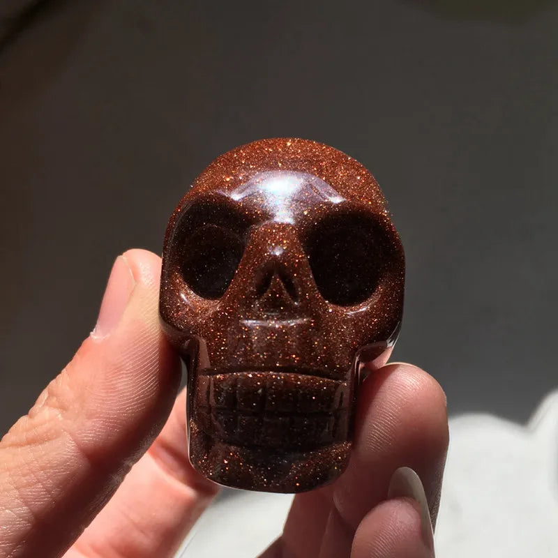 2" Natural Gold Sandstone Crystal Skull