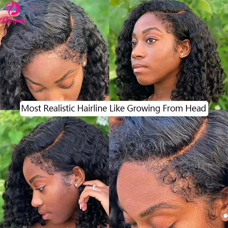 Curly Edged Short Bob Human Hair Wigs