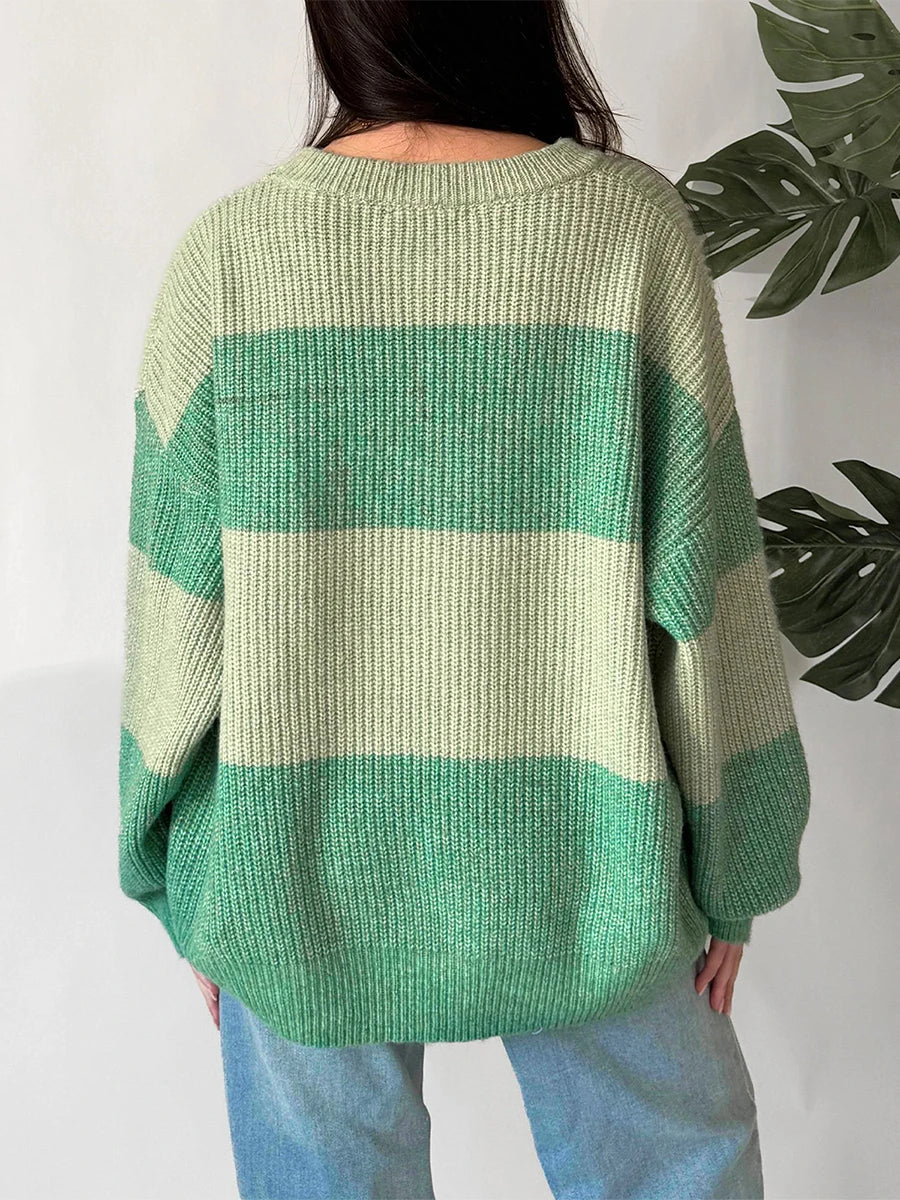 Oversized Ribbed Crew Neck Sweater