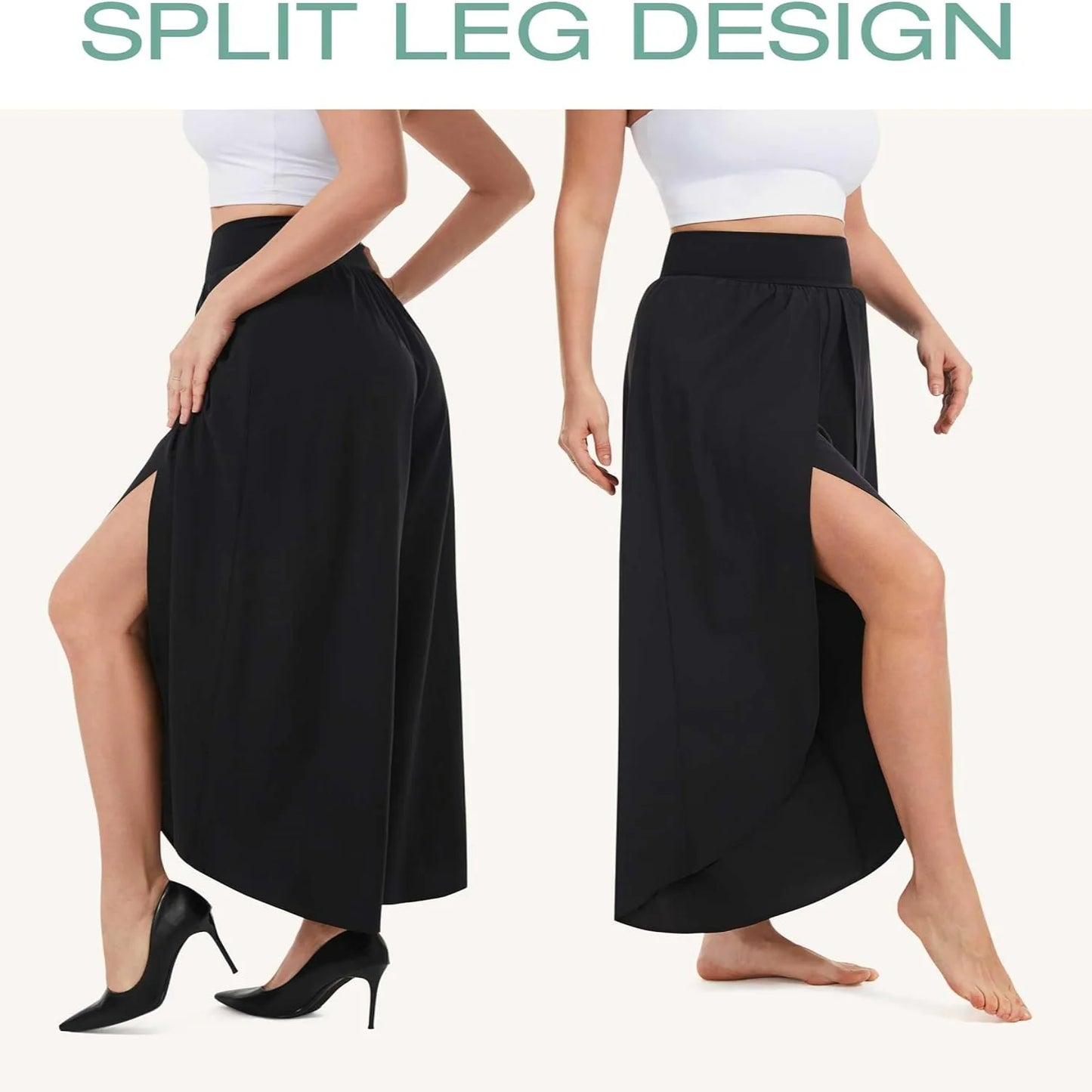 Wide Leg Split Palazzo Pants