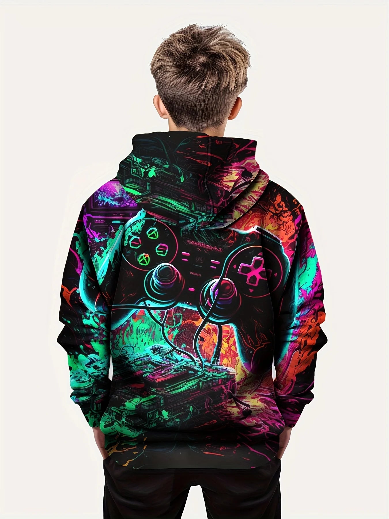 Fashion Colorful Gamepad 3d Print Cute&cozy Hoodie For Kids Boys Keep Him Warm And Stylish Child Hooded Pullover Tops Clothing