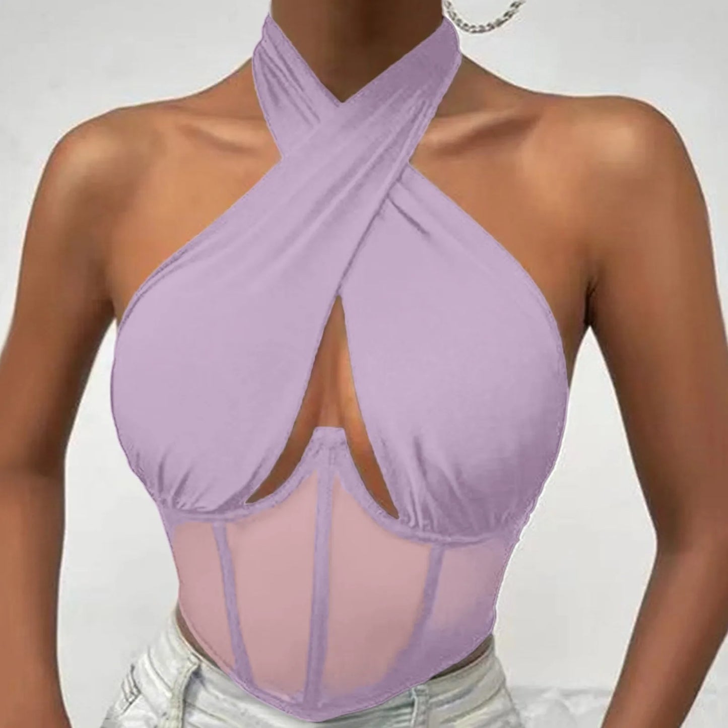 Cross Halter Sleeveless Blouse