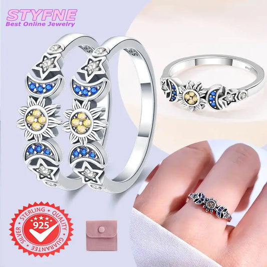 Sterling Silver Star And Moon Eternal Ring