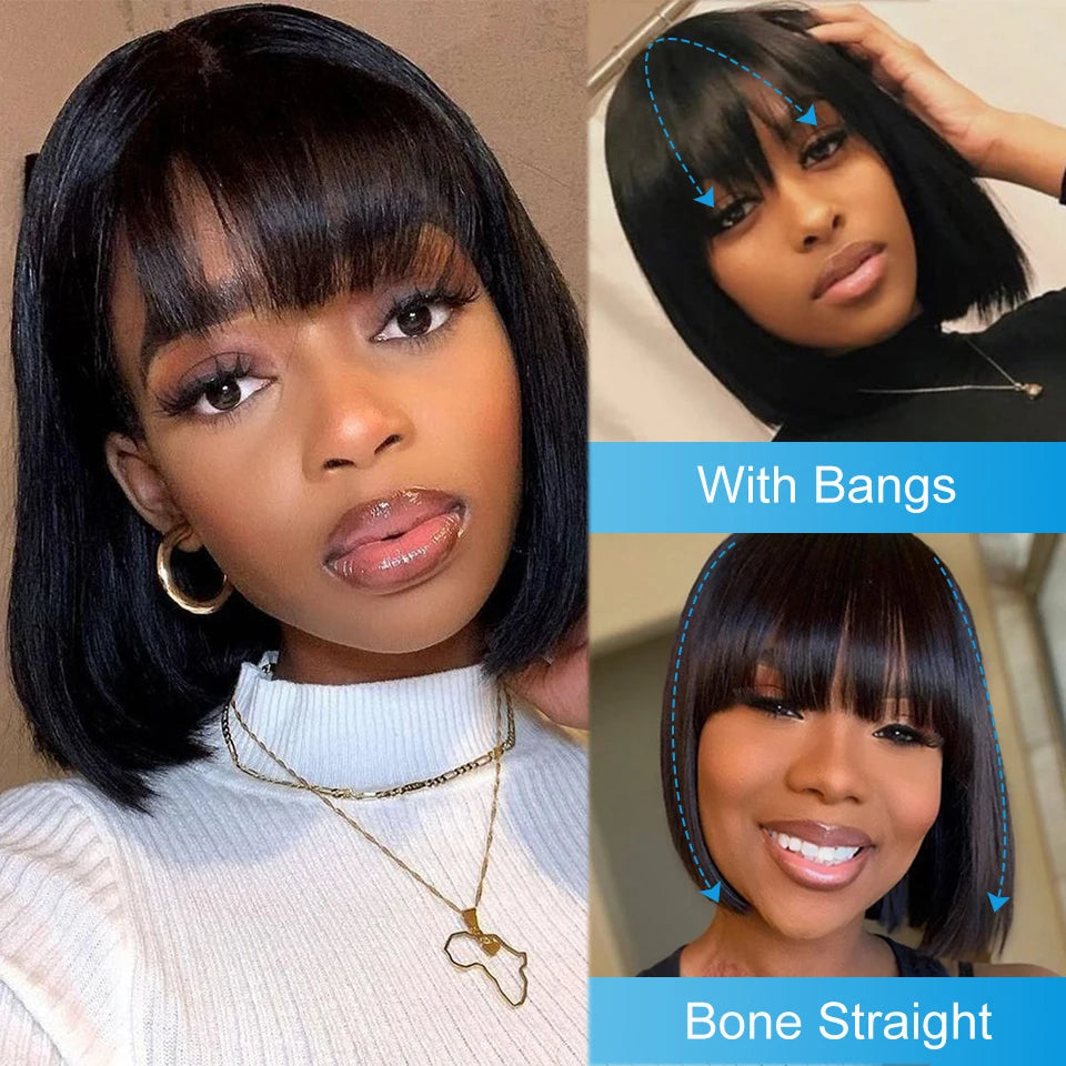 Brazilian Human Hair Wig with Bangs