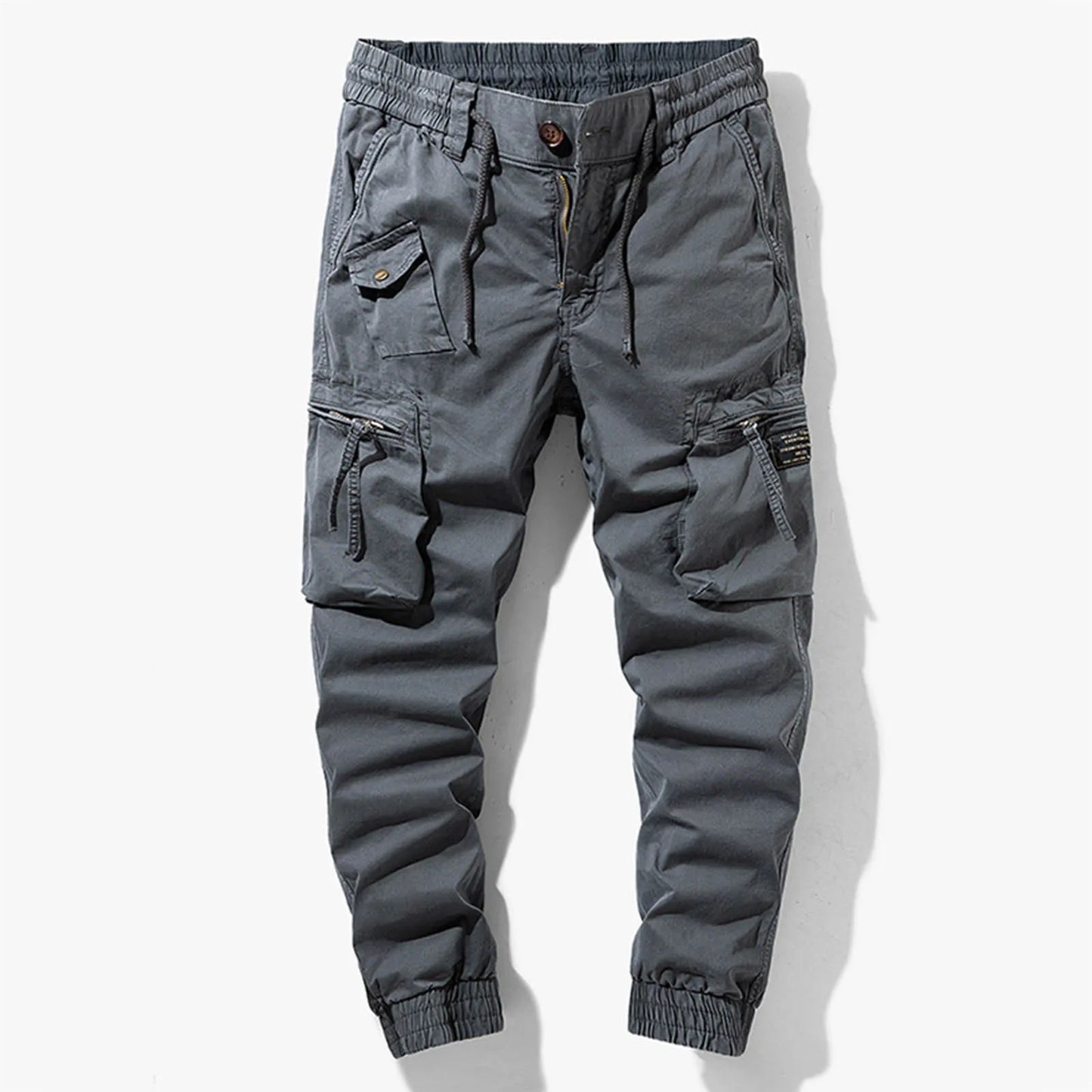 Multi-Pocket Elastic-Waist Casual Pants