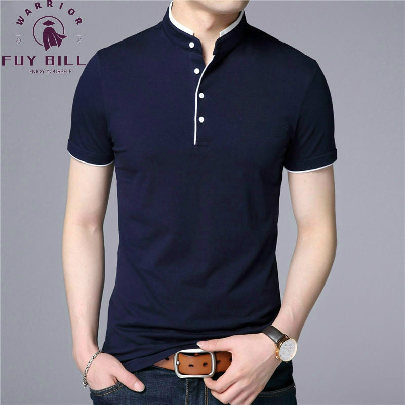 Men's Mandarin Collar Short Sleeve Tee Shirt