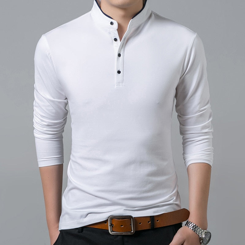 Men's Mandarin collar Long sleeve shirt