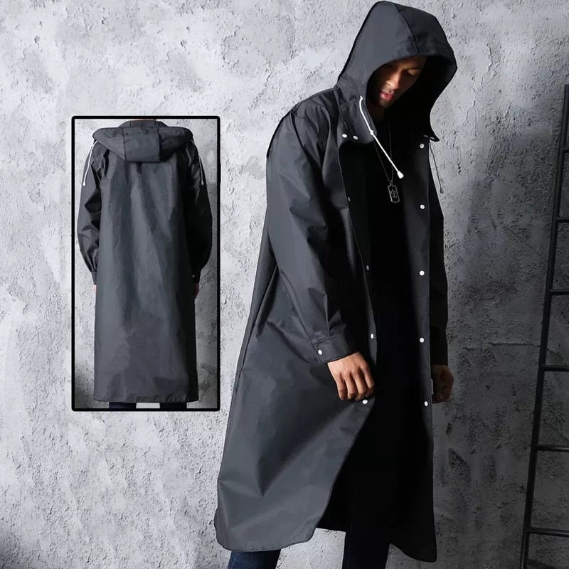 Men's Long Black Raincoat